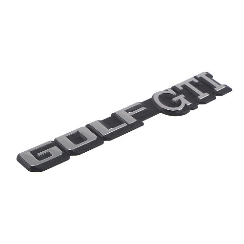Silver GOLF GTI emblem on black background for rear panel of VW Golf 2 GTI 8S (-07/1987)  - C265276