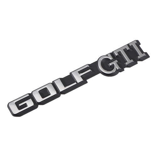  Emblem GOLF GTI silber auf schwarzem Hintergrund für die Rückseite des VW Golf 2 GTI 8S (-07/1987)  - C265276 