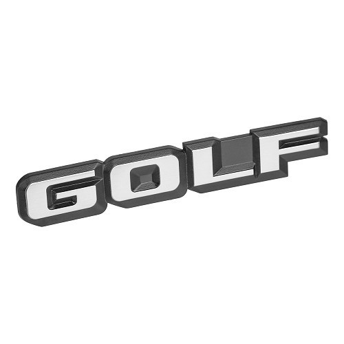  Verchromtes GOLF-Emblem auf schwarzem Hintergrund für die Rückseite des VW Golf 2 (-07/1987) - ohne Ausstattungsniveau  - C265429 