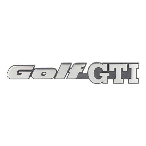 Silver GOLF GTI emblem on black background for rear panel of VW Golf 2 GTI (08/1987-)