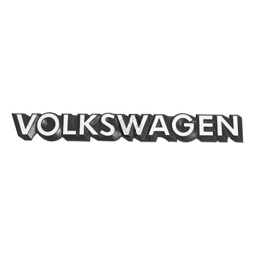 White VOLKSWAGEN rear emblem on black background for VW Golf 2 Jetta 2 and Polo 2 86C (10/1981-09/1990)