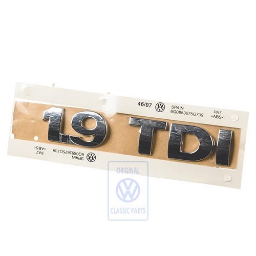  Emblema adhesivo de maletero cromado 1.9TDI para VW Polo 4 9N3 (05/2005-05/2009) - C273859 