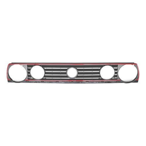 Calandre d'origine noir satiné version 4 phares et 4 barrettes avec liseré rouge pour VW Golf 2 GTI et G60 (08/1987-)