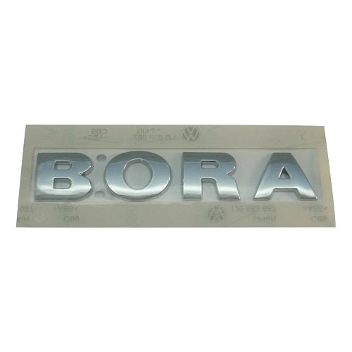 Emblème adhésif BORA chromé de hayon ou malle arrière pour VW Bora Berline et Variant (09/1998-05/2005) - C286636