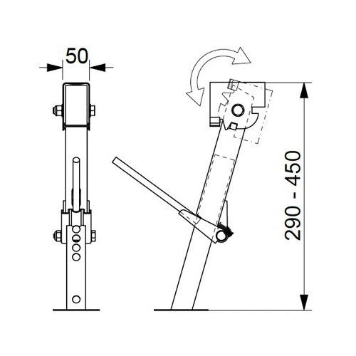 Vérins et levier Jack Haut levage : 29-45 cm - pour fourgon, camping-car ou caravane - vendus par 2. - CD10216