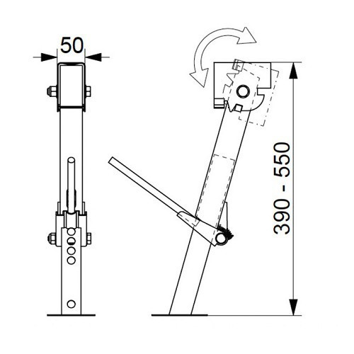 Krikken Hoogte: 39-55 cm LIPPERT- voor bestelwagens, campers of caravans - verkocht in verpakkingen van 2. - CD10218