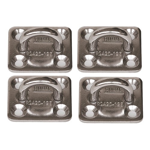 SQUARE PLATES Fiamma stainless steel bunker hooks - sold in packs of 4