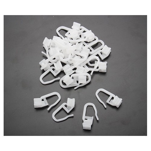 Kit de 25 agrafes blanches nylon avec glisseurs pour rideaux pour rail en I - CF12348