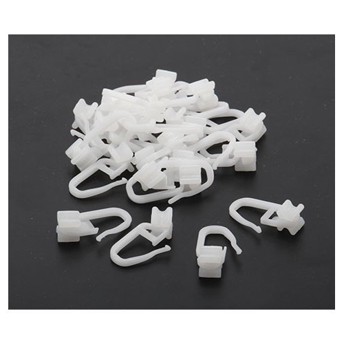  Kit de 25 agrafes blanches nylon avec glisseurs pour rideaux pour rail en I - CF12348 