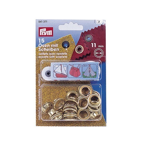 Pack of 15 eyelets Ø 11 mm + washers and setting tool