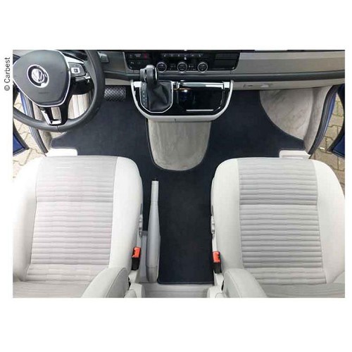  Front cabin carpet in black velvet for Transporter T6 15 -> 5-star quality - CF13174 