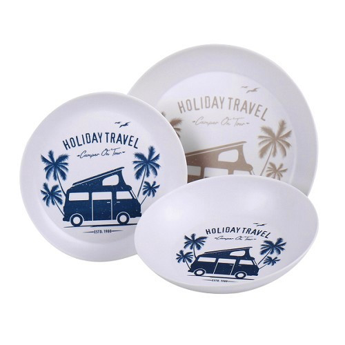  Holiday Travel melamine servies - 6 stuks - voor 2 personen - CF13893 