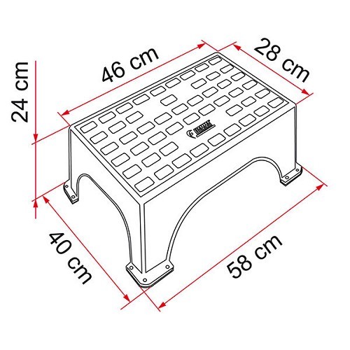 Marchepieds 1 marche plastique gris STEP MAGNUM Fiamma - Charges lourdes - CG10225