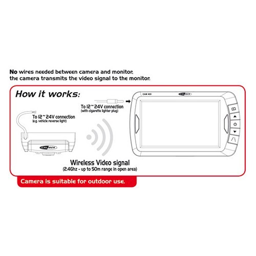 Kit telecamera di retromarcia wireless 12V e 24V CAM401 CALIBER - CG10788