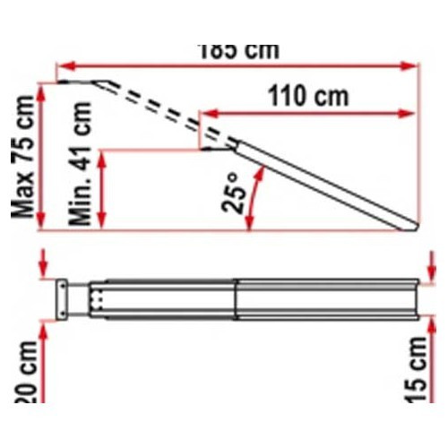 PORTAMOTOS CARRY RAMP - aluminio - l: 15 cm. Longitud máxima:175 cm. Carga máxima:130 kg - CP10100