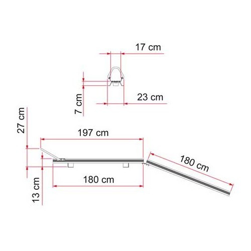 Porte-moto CARRY MOTO Fiamma - aluminium -l: 14-18 cm.Lmaxi: 180 cm. charge maxi:200 kg - CP10102