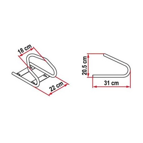 Bloqueio da roda dianteira MOTO WHEEL CHOCK FRONT Fiamma- Largura máxima da roda: 180 mm 2 correias de catraca - CP10104