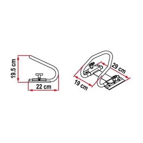 Blocage roue arrière MOTO WHEEL CHOCK REAR Fiamma - Largeur de roue maxi: 150 mm - CP10106