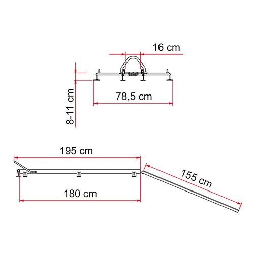 Motorfietsdrager CARRY MOTO pro Fiamma - aluminium -l: 16 cm.max L: 180 cm. max belasting:200 kg - CP10265