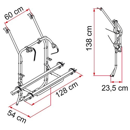  Porte-vélos pour VW Transporter T4 avec hayon CARRY BIKE FIAMMA - Version restylée 2020 - CP10495-2 