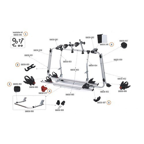  Lower left frame for CARRY BIKE VW T5PRO FIAMMA - Ref 98656-951 - CP10702-1 