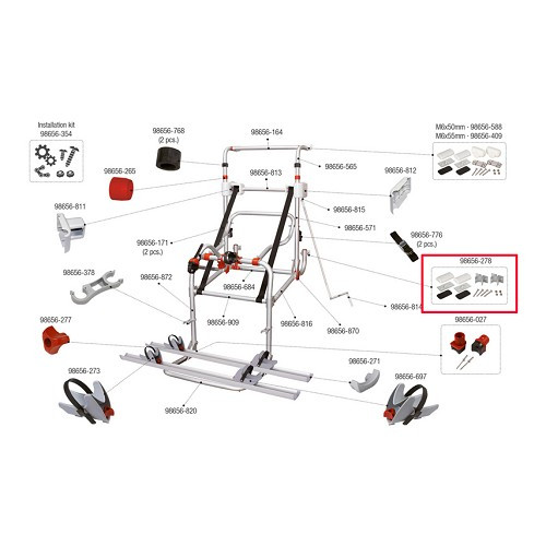 Kit de pattes de fixation inférieur pour porte-vélos CARRY BIKE Lift 77 & E-BIKE LIFT Fiamma - 98656M477 - CP10717