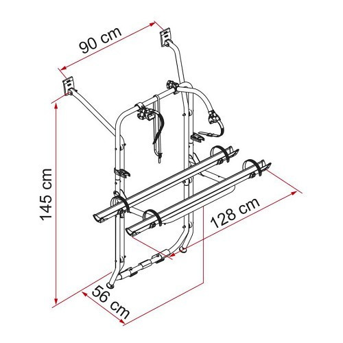 Portabicicletas para VW T5 con portón trasero CARRY BIKE FIAMMA - versión rediseñada 2023 - CP10911