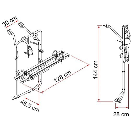 Bike carrier CARRY BIKE FIAMMA for VW Transporter T5 with 2 rear doors - aluminium grey - restyled version 2023 - CP10912