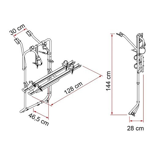  Porte-vélos CARRY BIKE FIAMMA pour VW Transporter T6 & T6.1 avec 2 portes arrière - gris aluminium - version restylée 2023 - CP10913-1 