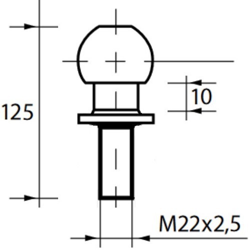 Straight screw-in ball joint for hitch - Diameter 50 mm - CR10034