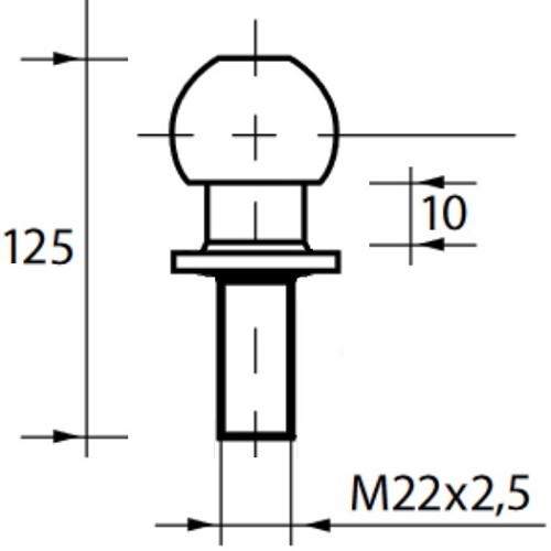 Rotule droite à visser pour attelage - Diamètre 50 mm - CR10034