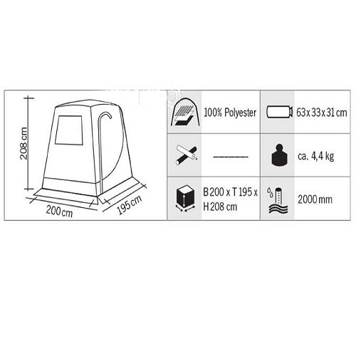 UPGRADE 2 Achterklep Tent - 200x195 cm - Voor VW T5  - CS10127