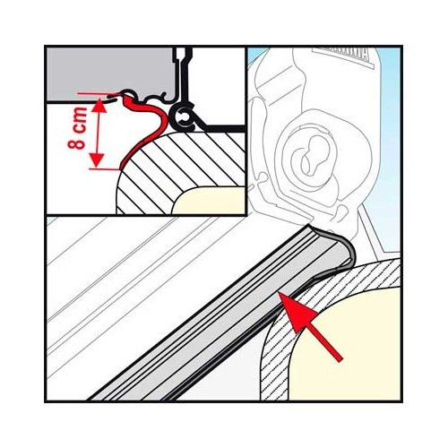  Joint étanchéité RAIN GUARD LOWER FIAMMA - pour Stores F45S/L & F70 - L: 9 cm - au mètre - CS10740 