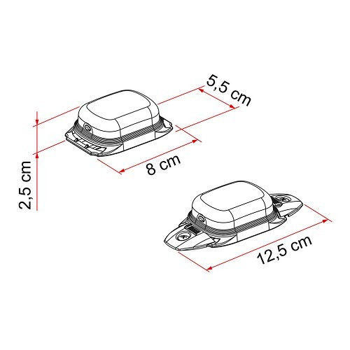 Kit of 2 WARNING SOLAR LED lights for FIAMMA LED support strap - CS10987