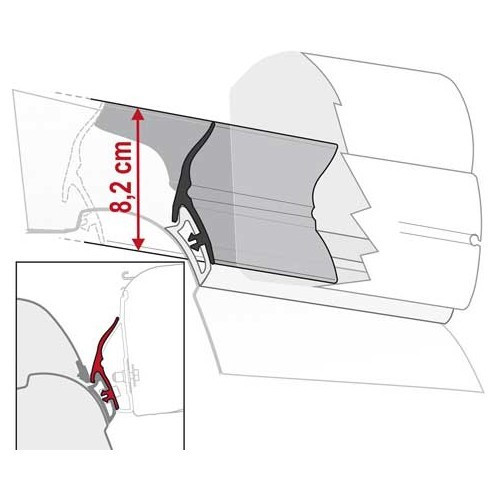  Joint étanchéité RAIN GUARD VW CALIFORNIA FIAMMA - stores F 45S & F35 Pro - Longueur: 200 cm. - CS11437 