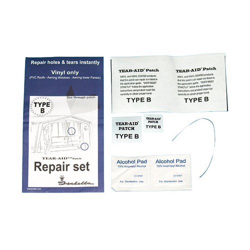     
                
                
    Kit de réparation de toile PVC Isabella pour auvents et tentes. - CS11522
