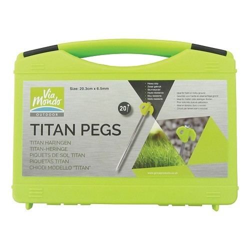  Set de 20 piquets TITAN PEGS L: 20.3 cm + mallette - sols très durs et caillouteux - CS11647 