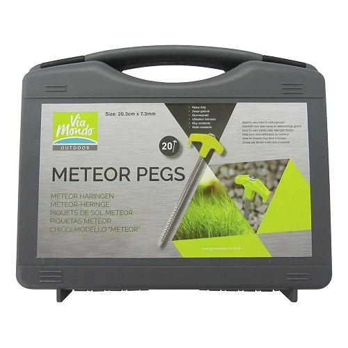 Set van 20 METEOR PEGS palen L: 20,3 cm case - steenachtige of rotsachtige grond