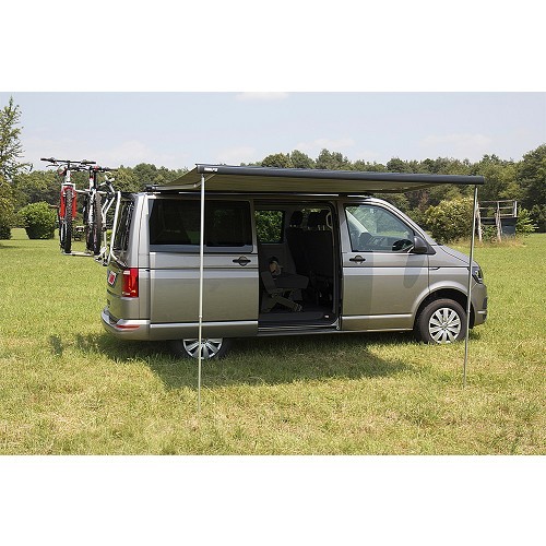 F40 Van 270 awning with black case and legs Royal Grey Fiamma fabric - CS12438