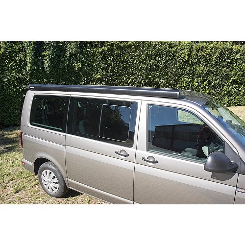 F40 Van 270 awning with black case and legs Royal Grey Fiamma fabric - CS12438