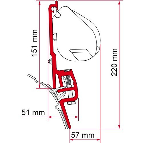  Adaptateur VW T4 Brandup pour stores F35 Pro Fiamma - CS12955 