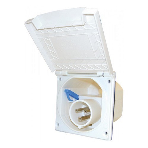 CEE17 16A recessed male socket - male connection - white case - CT10208