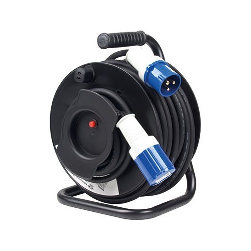 25 m CEE17 Male/Female extension cable reel - for motorhomes.