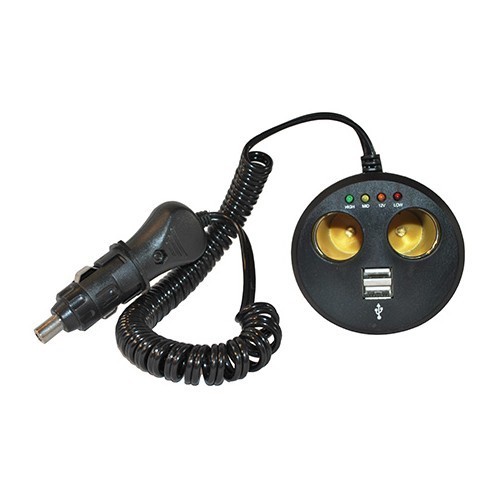  Tomada múltipla dupla 12 e 24V com 2 fichas USB - CT10414 