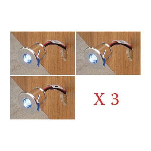  Pack of 3 mini LED spotlights: 18 blue chrome-plated - CT10447 