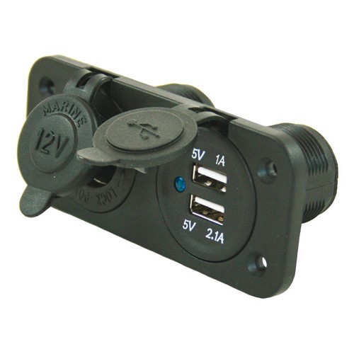  Prise encastrable 12V double port USB et Allume cigare - CT10477 