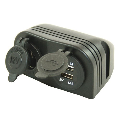  Socle 12V et 2 prises USB - En saillie - CT10479 