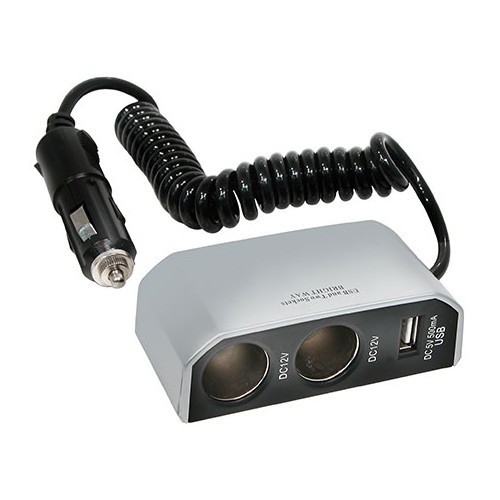  12V Doppelte Steckdosenleiste 1 USB-Anschluss - CT10509 