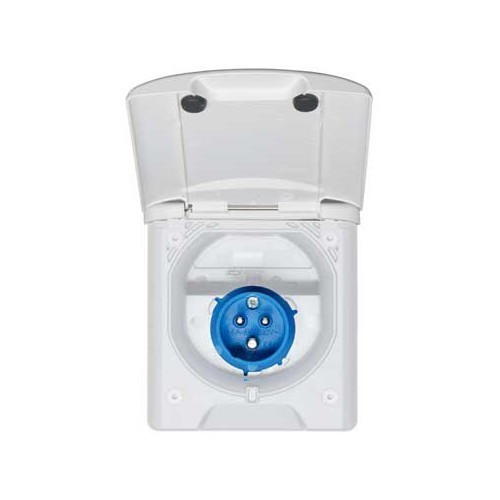 230V male socket - CEE17 16A male connection - white case 249