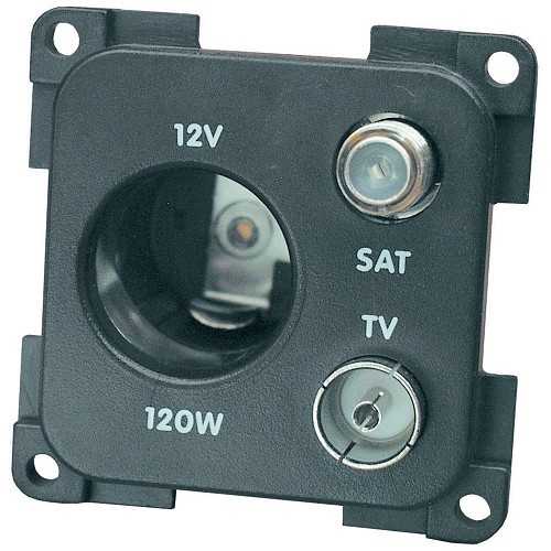  Outlet 12V deep grey Ø 21mm + TV + Satellite CBE - CT10635 